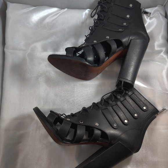 Proenza Schouler Black Leather Lace up Booties - Picture 6 of 6